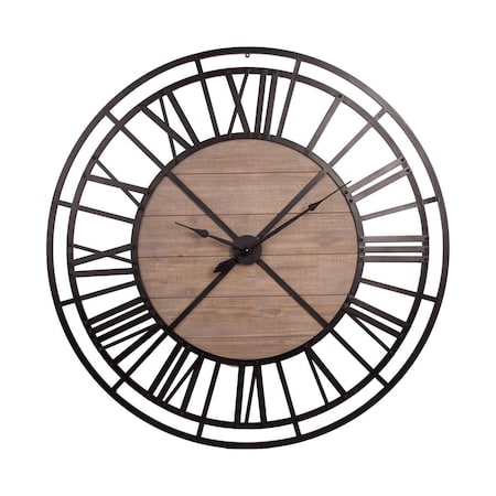 Diario 59 in. Round XL Industrial Style Wall Clock with Matte Metal Frame, Black DI3683009